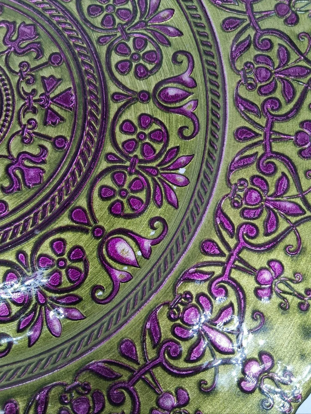 15.5 in. Large Decorative Floral Pattern Glass Server Platter Plate